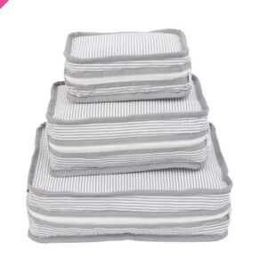 Grey Seersucker Stacking Set Travel Bags Oh Mint Sweet Little Things- Zipper